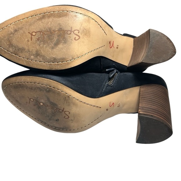 Splendid Daphne Navy Blue Suede Heeled Booties Sz 10 - Picture 8 of 8